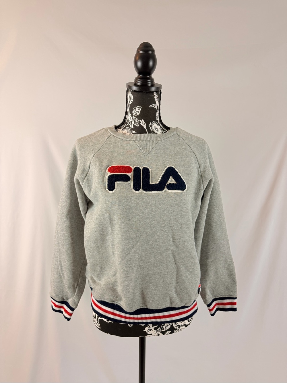 FILA Grey Crewneck Sweater with Navy and Red Logo